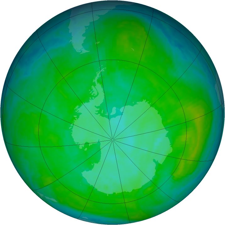 Antarctic ozone map for 20 December 2000